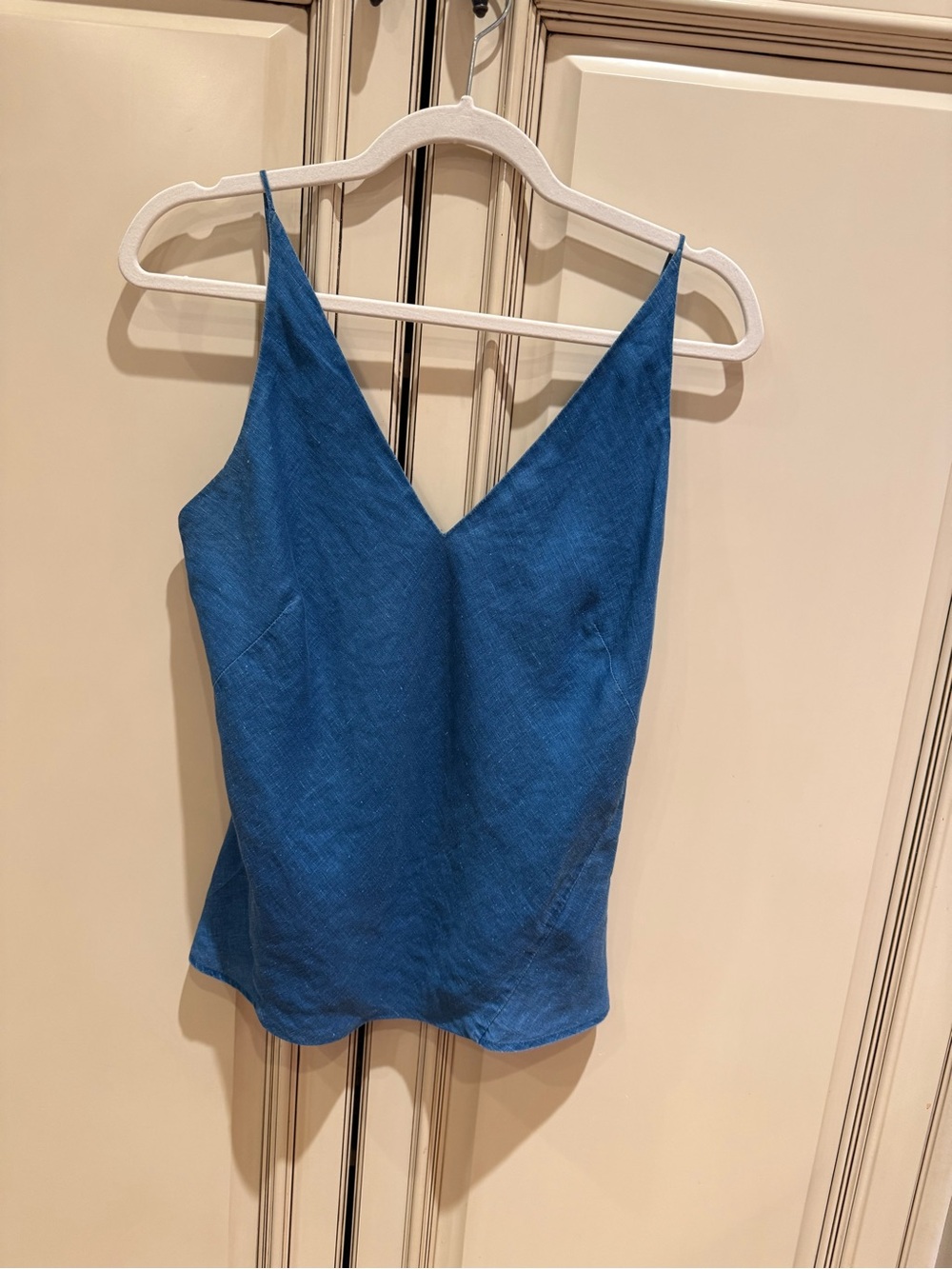 J Brand Teal-Blue Linen V-Neck Spaghetti Strap Camisole